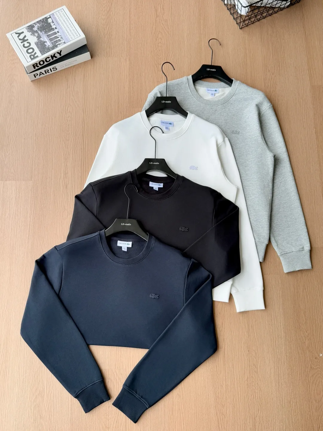 P 115LACOSTE. 2026 Autumn New Product Counter Same Style Embroidery Craft Cotton Round Neck Sweatshirt 360g Pure Cotton Terry M.L.XL 2XL LA-369